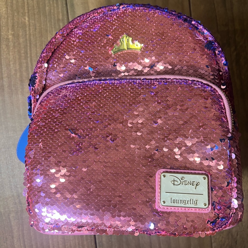 Loungefly Sleeping Beauty Backpack Pink and Blue Sequins